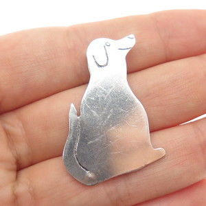 L+M ARIS 925 Sterling Silver Vintage Modernist Dog Slide Pendant